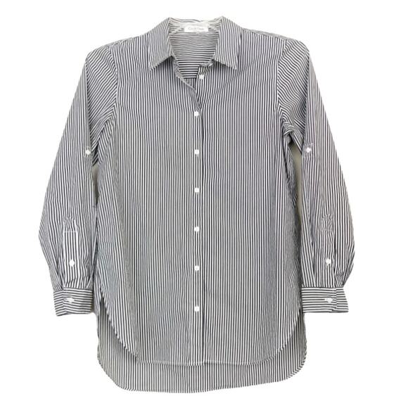 Calvin Klein Gray White Striped Long Sleeve Button Down Shirt Sz S - Picture 1 of 5